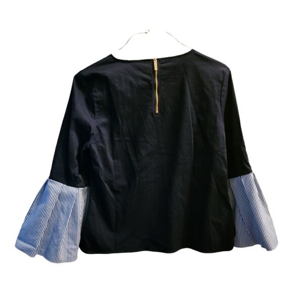 Ted Baker Jesieh Stripe Frilled Bell Sleeve Blouse, Navy Size 3 (US 8) - Picture 4 of 9